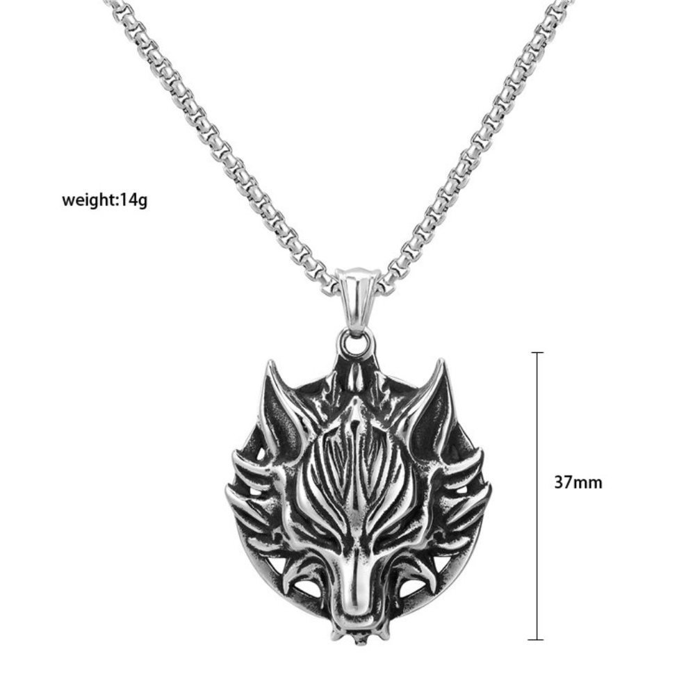 ❤️Retro wolf head steel pendant necklace for women/men, N90201P167 - Picture 7 of 8